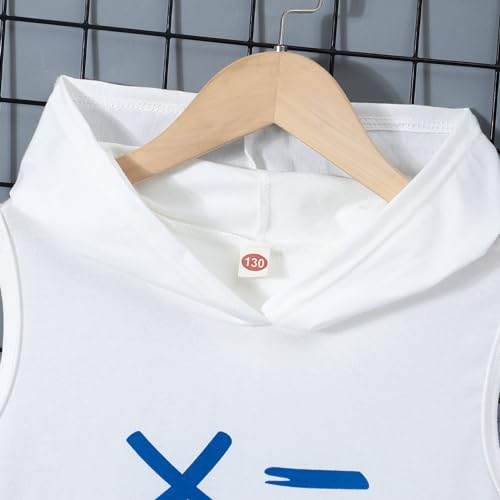 Image of Kids Boys Summer 2PCS Outfits Sleeveless Hooded Loose Casual Top Shirt and Elastic High Waist Sports Short Pant Set