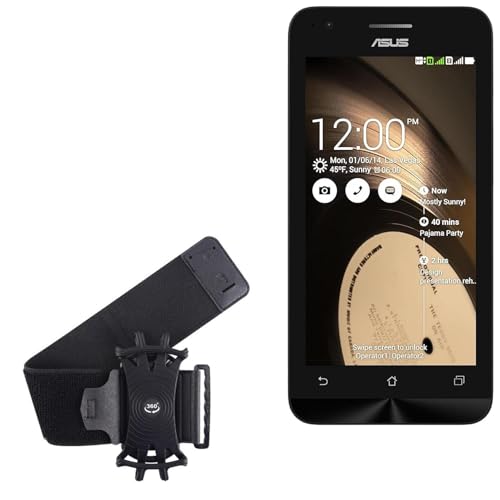 BoxWave Holster Compatible with ASUS ZenFone C - ActiveStretch Sport Armband, Adjustable Armband for Workout and Running - Jet Black