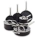 GreenPan Omega Batterie de cuisine 11 pièces avec couvercles en verre, base anti-déformation, passe au lave-vaisselle, four et gril Noir