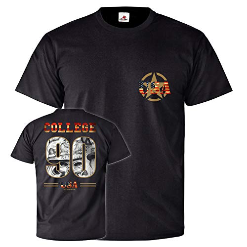 T-shirt militaire armée américaine noir grande taille 3XL College USA