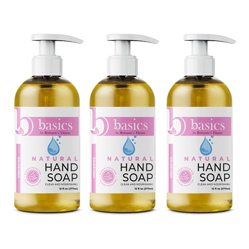 Brittanie's Thyme Basics Natural Olive Oil Hand Soap, Unscented - 12 Fl Oz, Pack Of 3 - Cruelty Free, Vegan, No Synthetic Additives, No Sulfates, Paraben Free, Phthalate Free #TOP10