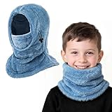 AYPOW Kinder Winter Thermo Fleece Sturmhaube 4-9 Jahre, Multifunktionale Verstellbare Winddichte Gesichtsmaske Skimaske, Warme Mütze Sturmmaske Halswärmer Schal für Jungen Mädchen Outdoor-Aktivitäten