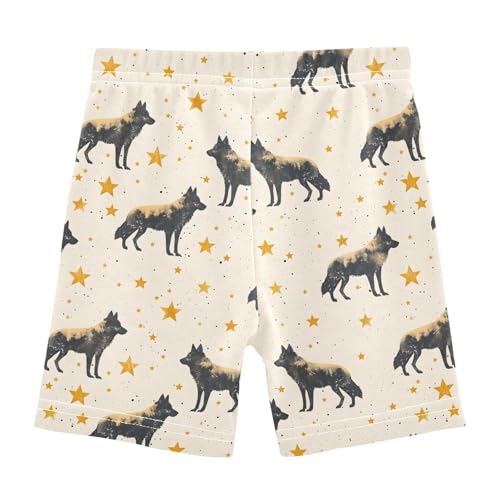 Retro Wolf Prints Girls Shorts Elastic Waist Sports Shorts Girls Leggings Pants for 4-10 Years2