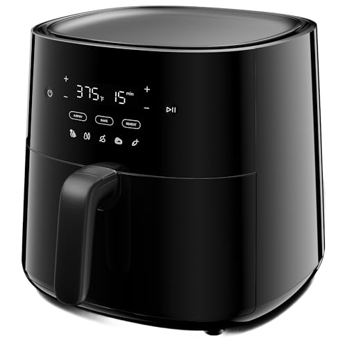 Frigidaire 3-in-1 Air Fryer, Large 5.3 QT Capacity, Digital Display, 3 Cooking Modes, 5 Recipe Presets, Automatic Shake Reminder, PFAS-Free Cooking Surfaces, Black
