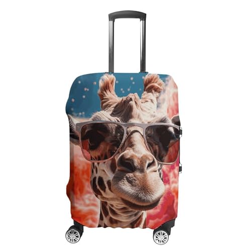 Giraffe Wearing Sunglasses Luggage Cover, Washable Elastic Suitcase Cover Protector Fit 18-32 Inch Luggage