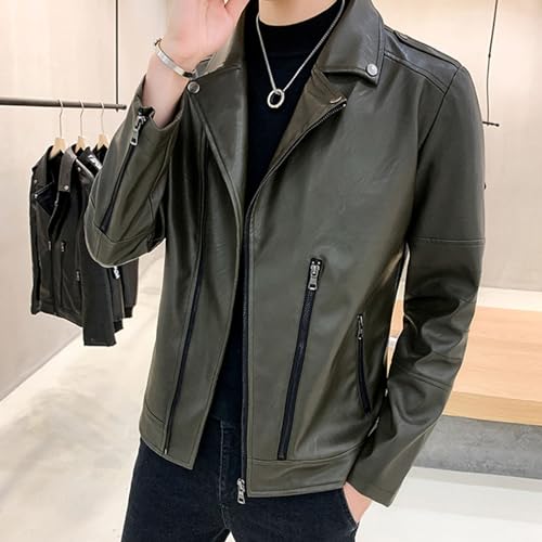 Chaqueta de cuero para hombre estilo motociclista miniatura 3