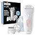 Braun Silk-épil 5 Epilator for Easy Hair Removal, Braun Epilator for Women, Wet & Dry, Lasting Smooth Skin, with Lady Shaver, Trimmer Comb & Exfoliation Brush Heads, 5-060, White/Flamingo