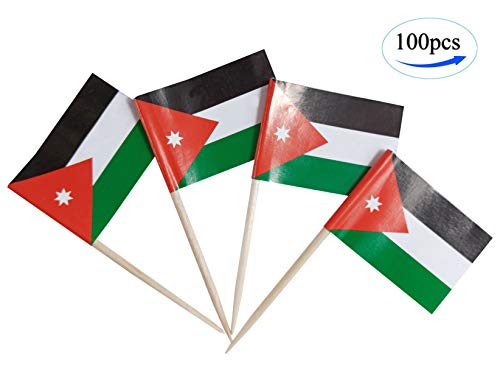 JBCD Jordan Flag Toothpicks Jordanian Flags Party Cupcake Topper Cocktail Tooth Picks Decorations