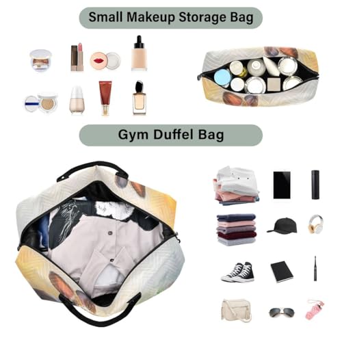 Bunny Rabbit Carrot Egg Travel Duffle Bag Gym Bag Weekender Bags with Toiletry Bag Travel Trip Tote Bag4