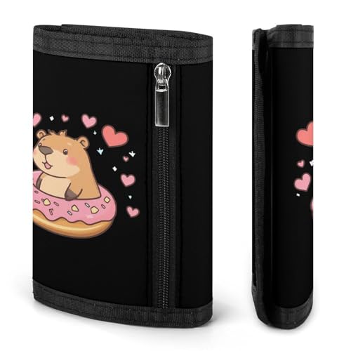 Beaver Donut Dessert Trifold Wallets for Men Women Ultra Thin Card Holder Purse with Zip Coin Pocket3