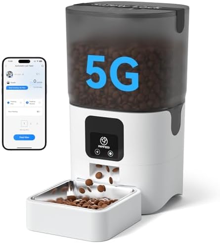PAPIFEED Automatic Cat Feeder with App, 5G WiFi Cat Food Dispense...