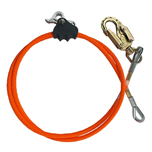 ProClimb All-in-One Adjustable Tree Lanyard Flip Line Kit with Removable Better Grab Adjuster & Swivel Eye Snaphook | for Fall Protection, Arborist, Tree Climbers | 1/2 Inch x 8 Feet