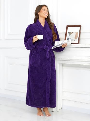 Image of Women Long Plush Fleece Bath Robe