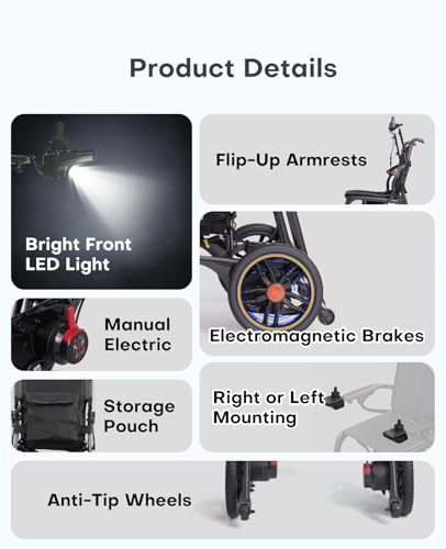 Image of 29 lbs Carbon Fiber Electric Wheelchair for Adults, Ultralight Foldable Power Chair - Airline Approved Travel Mobility Aid, 12.4 Miles Range, All-Terrain Motorized Wheelchair for Seniors