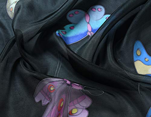 Invisible World Women's 100% Mulberry Silk Scarf Long Hand Painted Butterfly2