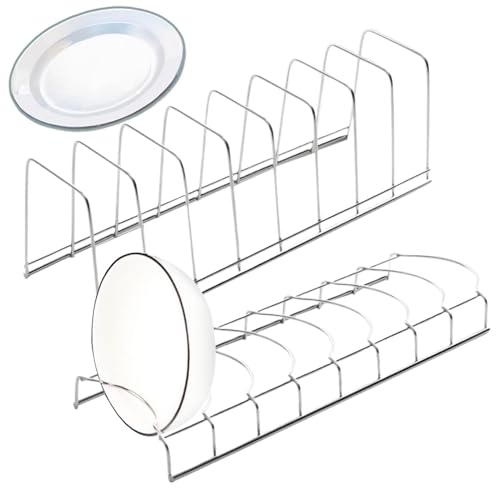 ycezw Escurridor de platos | 2 organizador de platos, organizador de platos y cuencos, de acero inoxidable, soporte para platos para almacenamiento de platos