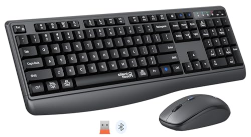 Wireless Keyboard and Mouse Combo, 2.4G/Bluetooth Silent...