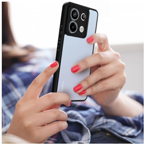 Image of KAPAVER Hybrid Clear Back Cover Case for Redmi Note 13 Pro | Protective Shockproof Cleare Hard PC Soft Flexible Black TPU Cover
