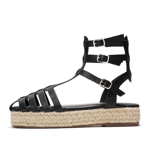 Cape Robbin Women's Platform Wedge Sandals Chunky Adjustable Buckle Fisherman Sandals - Comfortable Summer Casual Fashion Thick Sole Strappy Sandals for Women with Back Support (BINNY)