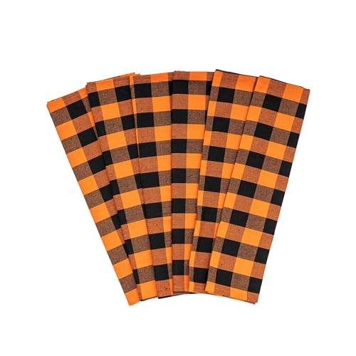 Image of Orange Kitchen Towels - 100% Cotton, 6 Pack, Harvest Season Dish Towels - Multipurpose, Versatile Fall Tea Towels with Hanging Loop - Large Size Kitchen Towels for Thanksgiving Dinner (Orange & Black)