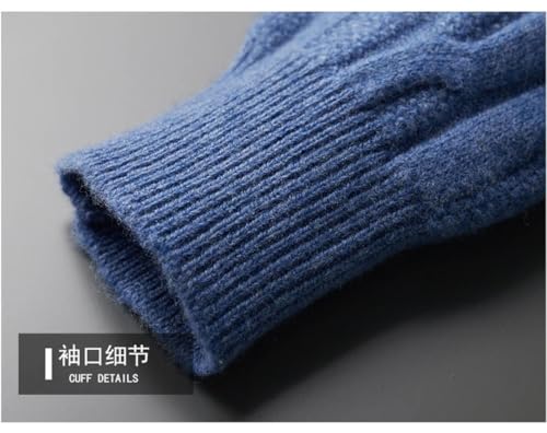 Men's Sweater Thicken Half-High Neck Twisted Pullovers Tops Knit Simple Sweater Top4