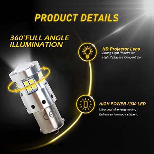 Ba15s 1156 LED 12V 24V 8w P21w Bulbs, 1141 7506 1003 Replacement Bulb, 6000K White, Used for Boat, RV, Auto Car Backup-Light, Tail Light, Day Running Light, Landscape Lighting. (2-Pack)