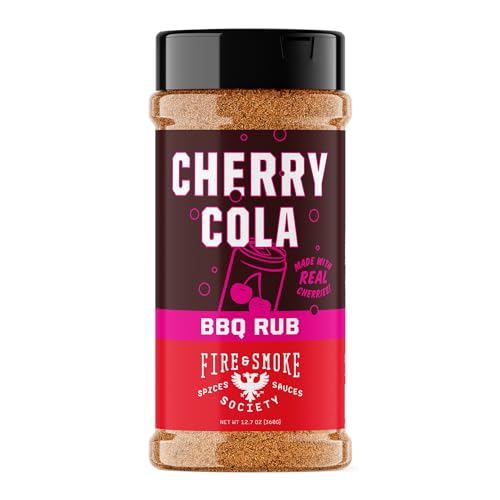 Fire & Smoke Society Cherry Cola Dry Rub | BBQ Seasoning for Smoking and Grilling Meat | Rib Rub, Brisket Seasoning, Pulled Pork Rubs and Spices | Allspice and Natural Cola Flavor | XL 12.7 oz