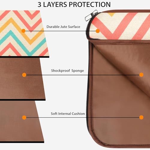 Image of Tabelito Designer Printed Laptop Sleeve for Women (13-15.6 Inch) | Jute & Vegan Leather Office Handbag | Lightweight Stylish Work Bag with Handle