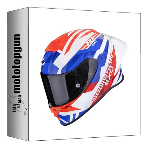 Casque de moto Scorpion Exo-R1 Evo II Air Valere blanc rouge bleu XS