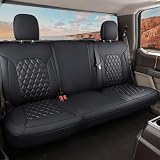 Huidasource Silverado Back Row Car Seat Covers, Split Rear Bench Seat Cushion Cover Fit for Chevy Silverado GMC Sierra 1500 2007-2013&2019-2025, 2020-2025 2500/3500HD Crew Cab WT LS LT(Back Row/Black)