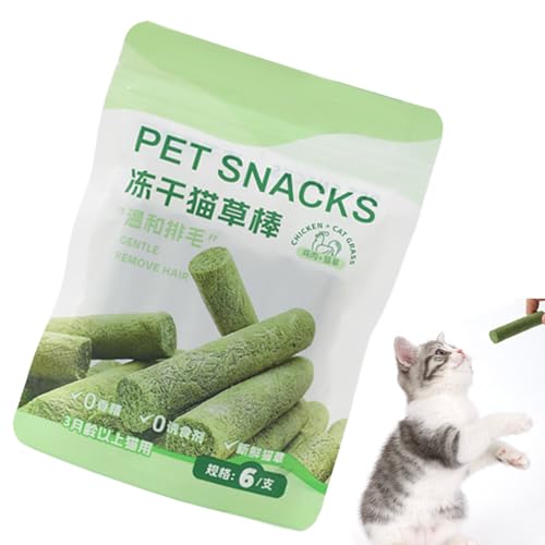 ネコの草の御treat走、猫の草の棒 | 食用スナック子猫噛むおもちゃ - 天然の凍結乾燥鶏肉猫の草棒歯が生えておくための口頭ケアと歯の掃除食欲を高める屋内子猫と大人