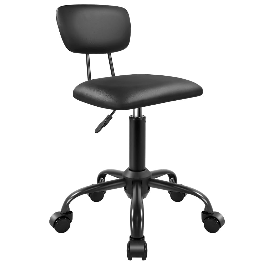 Taburete giratorio cuadrado con ruedas, taburetes ajustables en altura para el hogar, trabajo, dibujo, spa, tienda de masajes, rentable, taburete con respaldo (negro)