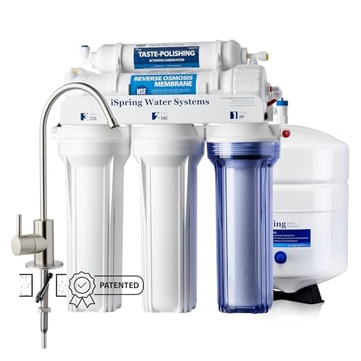 iSpring RCC7, NSF Certified, High Capacity Under Sink 5-Stage Reverse Osmosis Drinking Filtration System, 75 GPD, Brushed Nickel Faucet