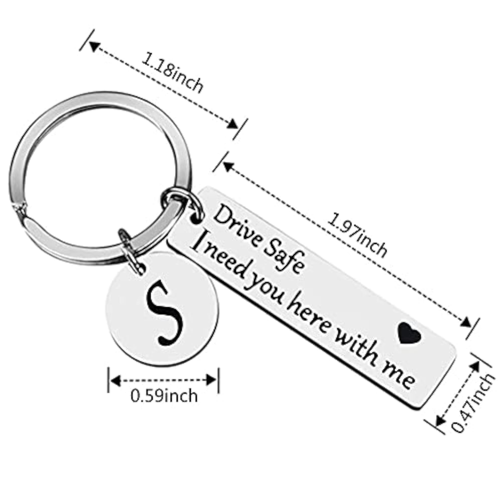 I Love You Keychain with Initial B