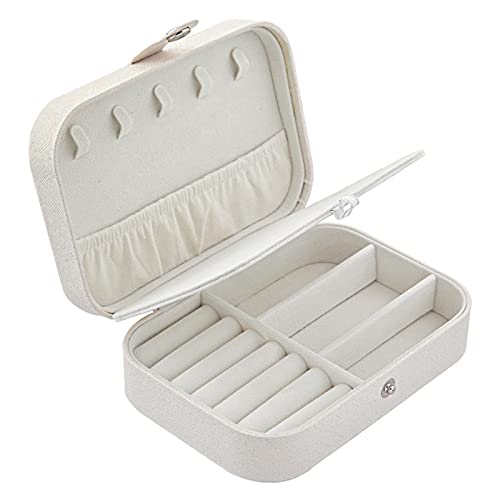 LUOHONG Scatole Portagioie,16,5 x 11,5 x 5,5 cm Piccolo Portagioie da Viaggio da Donna Organizzatore da Gioielleria per Anelli Orecchini Collane Bracciali (bianco)
