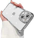 AMAZFCCY Glitter Plating Case for iPhone 14 Plus 6.7'', Cute Luxury Bling Rhinestones Diamond Soft Bumper Clear Transparent TPU Thin Lightweight Case for Apple iPhone 14 Plus 6.7 inch 2022(Silver)