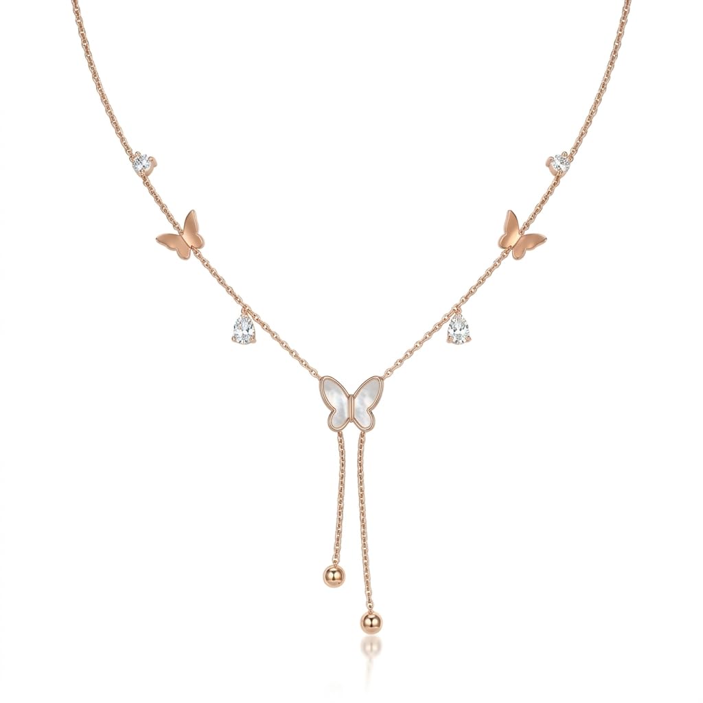 Anti Tarnish Vibrant Blue Winged Butterfly Pendant Necklace for Women | Stylish Locket Chain | Latest Fashion Jewellery Accessories for Girls | Minimal Jewelry | Ideal for Gifting | Gift for Diwali, Christmas, Marriage, Birthday-image-16