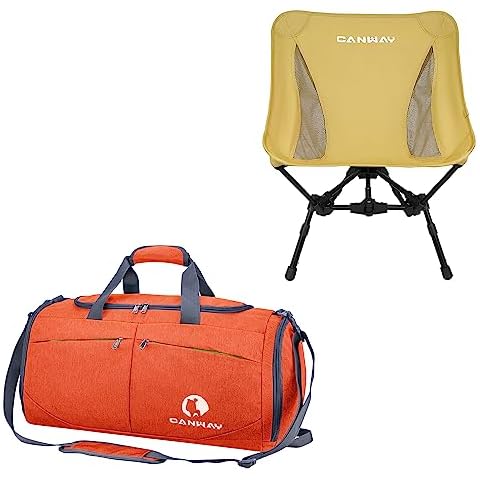 Canway Travel Duffel bag with Wet Pocket & Shoes Compartment, CANWAY Portable Camping Chair, Lightweight Folding Chair for Camping, Beach, Picnic, Lawn Concerts, Hiking Cover
