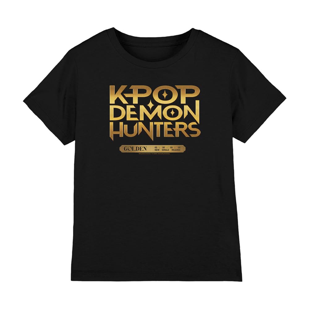 Kpop Demon Hunters Golden Tour Countdown Kids T Shirt, Black, 9-11Y