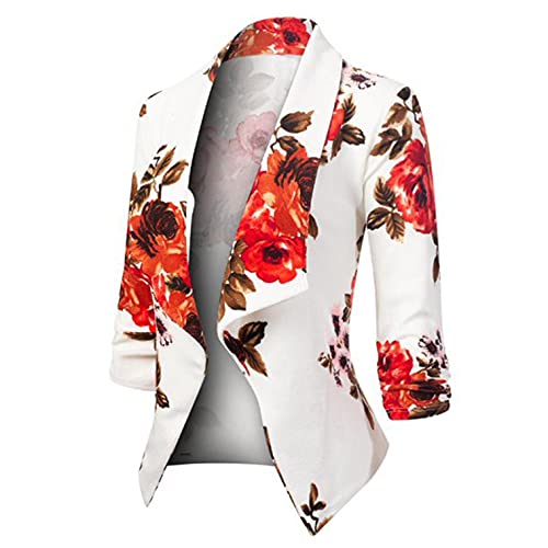 Blazers Casaco Slim Cardigan Blazer Feminino Estampado Ternos de Trabalho Trabalho Terno de Escritór