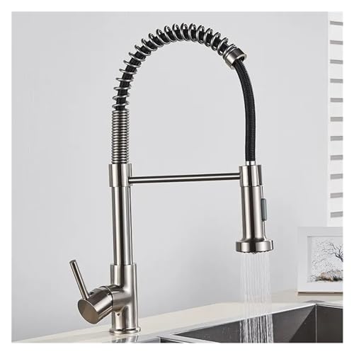 Mitigeur de cuisine extractible en laiton noir mat et chromé HJMMHX au design suspendu - 6