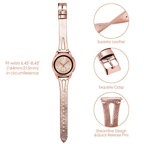 Toyouths Leather Strap Compatible With Samsung Galaxy Watch 46Mm/Galaxy Watch 3 45Mm Bands Women Men Replacement Wristband For Gear S3 Classic/Frontier Smartwatch 22Mm Pins (Bling Copper Gold) #TOP1
