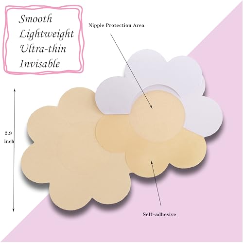 40 Pieces Nipple Covers For Women Disposable No-Show Pasties Satin Breast Petals Stickers3