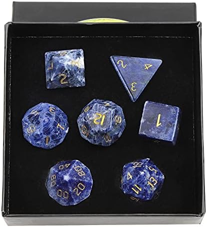 Amogeeli 7 PCS Healing Crystal Polyhedral DND Dice Set for Table Games MTG, Polished Stone RPG Dices Home Decoration Stones Collection (Tiger's Eye Stone)