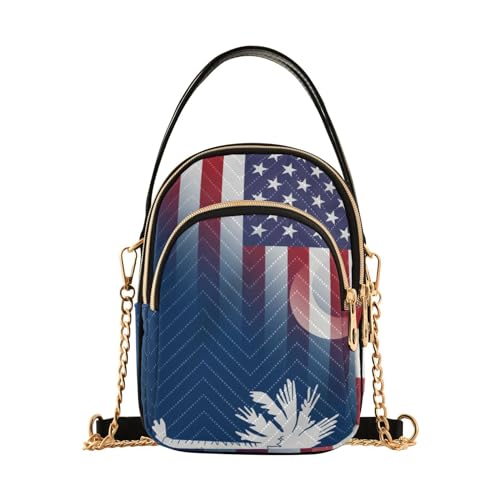 Image of Patriot Flag Cell Phone Purse Crossbody Handbag Durable Shoulder Bag Sturdy Travel Pouch