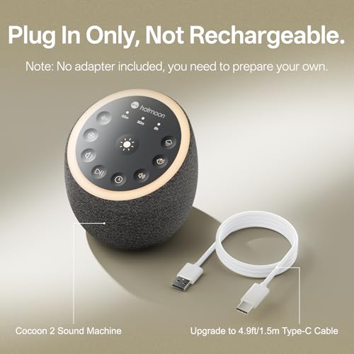Hotmoon White Noise Machine, Einschlafhilfe Babys Erwachsene, Weißes Rauschen Sound Machine mit 40 Klänge, 8 Beleuchtungsmodi, Schlafhilfe für Kinder, Babygeschenke