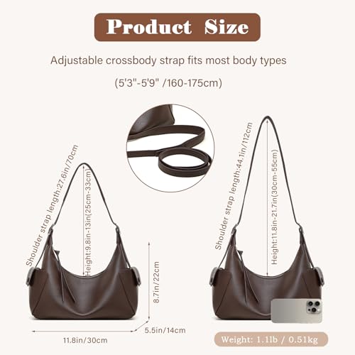 Bolso Hobo de Cuero para Mujer con Correa Ajustable miniatura 5