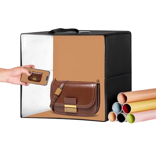 VEVOR Fotobox, 315 x 310 x 310 mm, Lichtzelt 3000–5600 K, Dimmbare 3 Farbtemperaturen, professionelles Aufnahmezelt-Set mit 120 LEDs, 6 doppelseitigen...