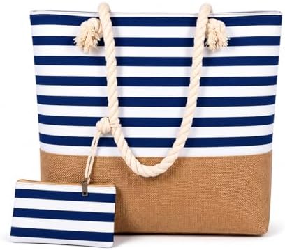 AlfaHome Women's Large Beach Bag with Zip – Waterproof Beach Bag ...