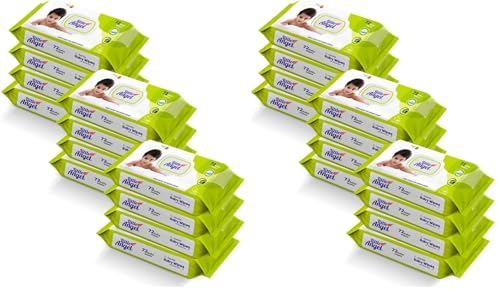 Image of Little Angel Super Soft Cleansing Baby Wipes Lid Pack, 864 Count, Enriched with Aloe vera & Vitamin E, pH balanced, Dermatologically Tested & Alcohol-free, Pack of 24,72 count /pack